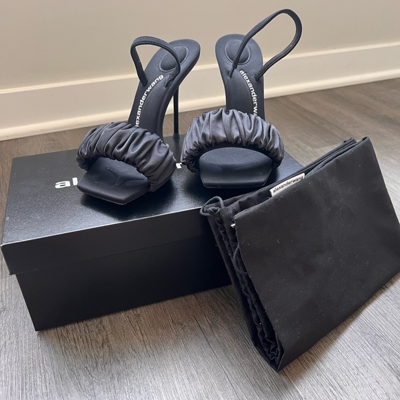 Alexander Wang size 7.5 black satin heels - Picture 6 of 6